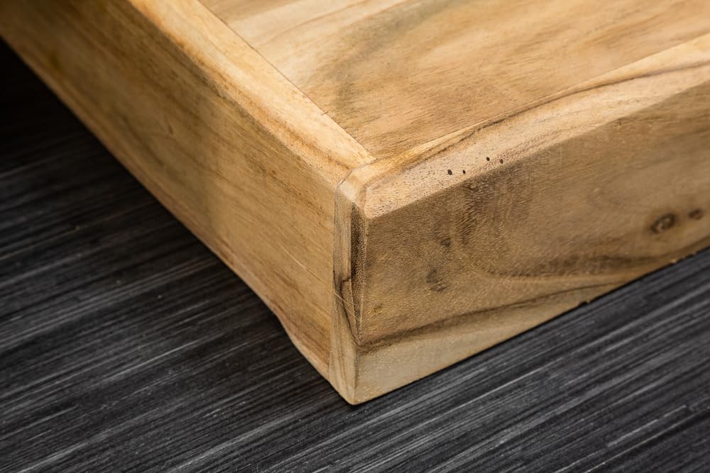 Handgearbeiteter Barschrank MOSAICO aus Akazie Massivholz 130 cm mit 3D-Effekt, viel Stauraum für Gläser & Flaschen, edles Design.