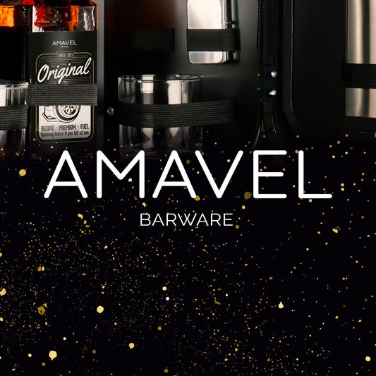 AMAVEL Kanister Bar 20L, schwarze Minibar aus Benzinkanister, inkl. 8-teiligem Zubehör-Set, 2 Gläsern & Flaschenhalter – origineller Barschrank.