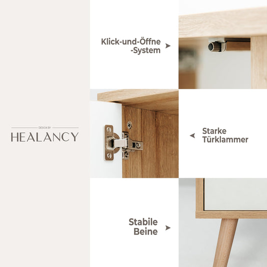 Healancy Biomedical TV-Schrank in Riva-Eiche, Lowboard & Sideboard mit Türen, Stauraum & modernem Design – ideal als Fernseh- und Wohnzimmermöbel.