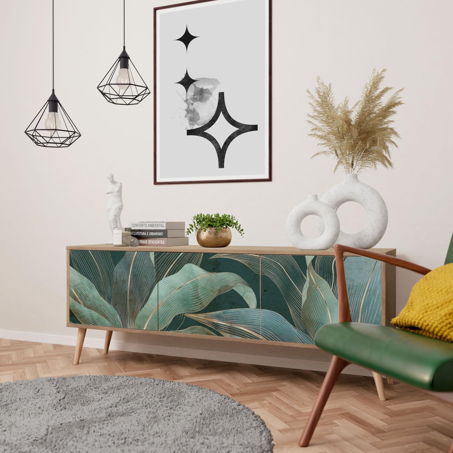 Healancy Biomedical TV-Schrank in Riva-Eiche, Lowboard & Sideboard mit Türen, Stauraum & modernem Design – ideal als Fernseh- und Wohnzimmermöbel.