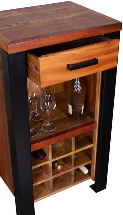 MR. DEKO® Weinregal Venosa, 56x45x102 cm, Vintage Industrial Design – eleganter Weinschrank und Barregal für stilvolles Zuhause.