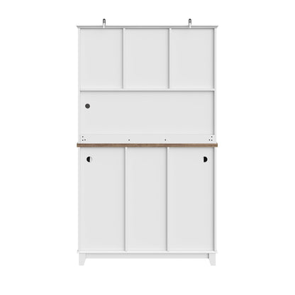 SogesHome Küchenschrank mit LED, Hochschrank & Buffet mit Vitrine, Sideboard, Weinregal & Schubladen, 106x40x179,5 cm – stilvoller Stauraum.