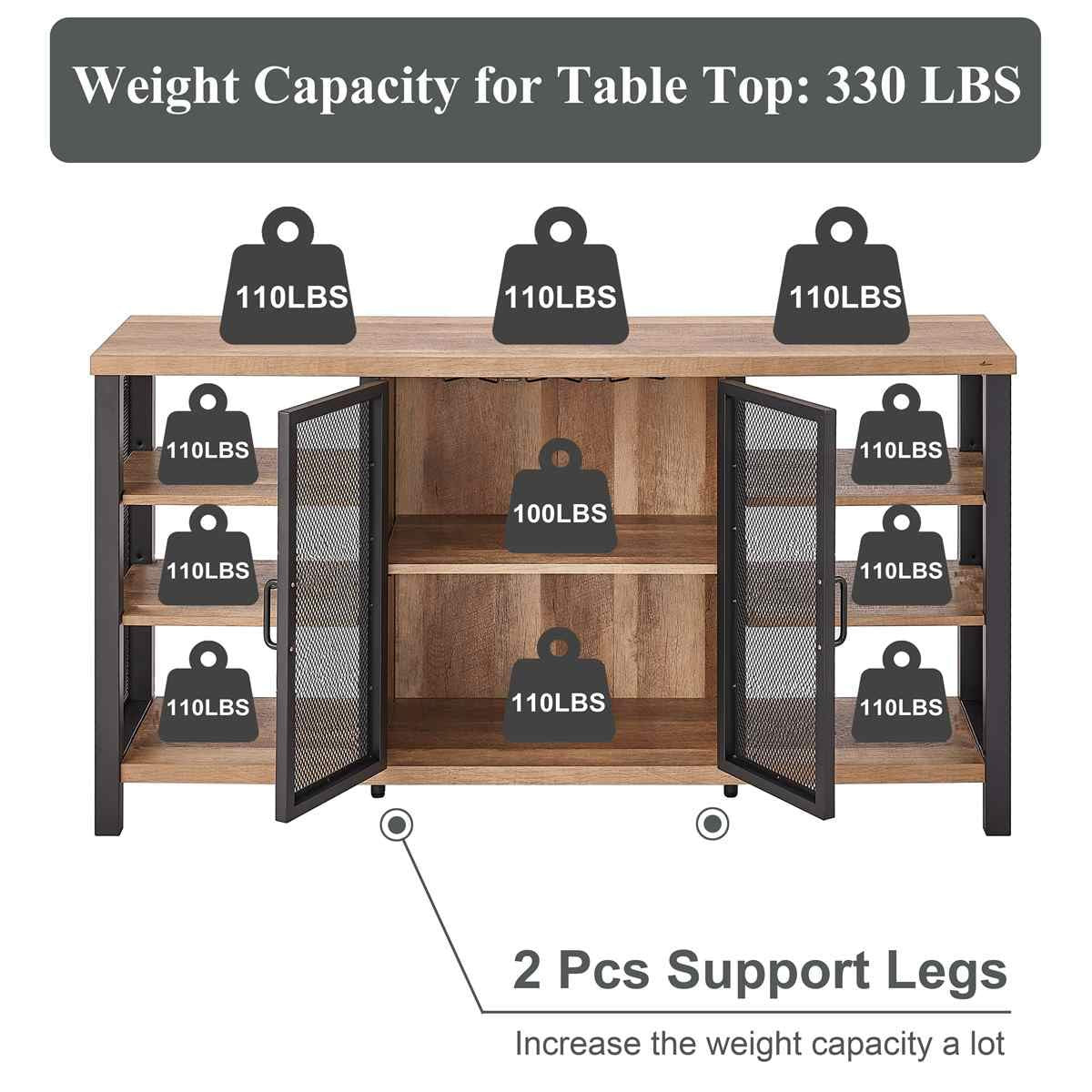 FATORRI Industrieller Weinbarschrank aus rustikaler Eiche, mit Weinregal, Stauraum für Gläser & Likör, Sideboard & Buffetschrank im Landhausstil.