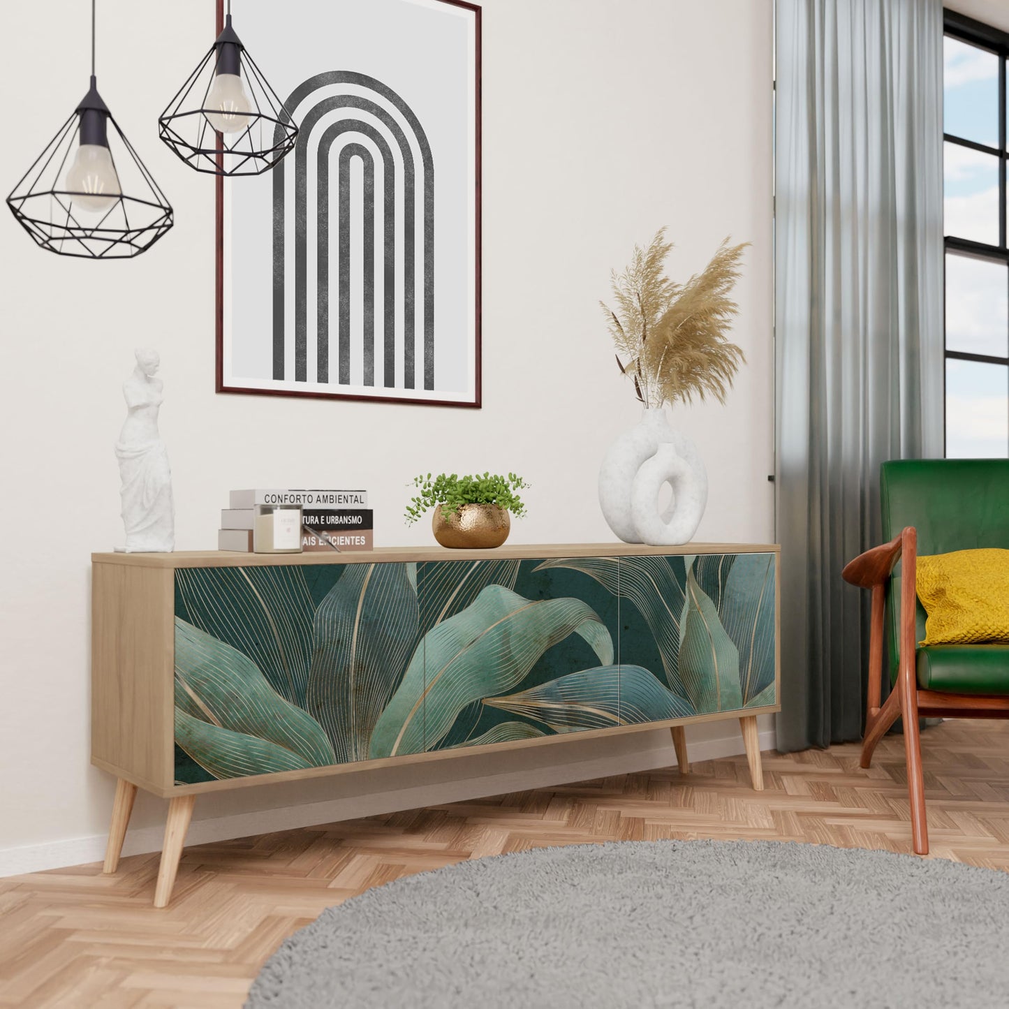 Healancy Biomedical TV-Schrank in Riva-Eiche, Lowboard & Sideboard mit Türen, Stauraum & modernem Design – ideal als Fernseh- und Wohnzimmermöbel.