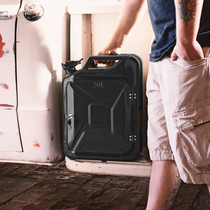AMAVEL Kanister Bar 20L, schwarze Minibar aus Benzinkanister, inkl. 8-teiligem Zubehör-Set, 2 Gläsern & Flaschenhalter – origineller Barschrank.