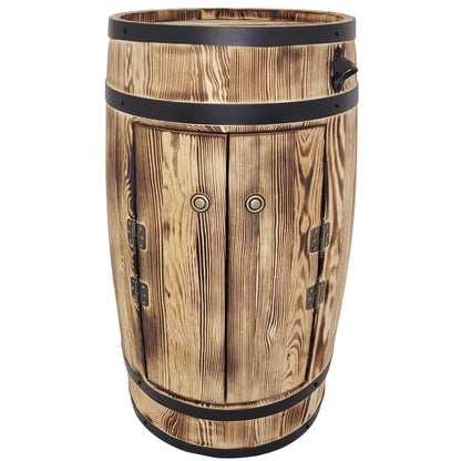 weeco Holzfass Barschrank, rustikale Hausbar mit Türen & LED-Beleuchtung, klappbarer mobiler Weinflaschenhalter für Alkoholflaschen, 80x50x44 cm.